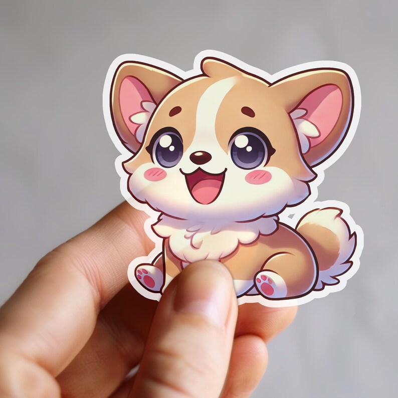Kawaii Corgi Puppy Vinyl Sticker | Waterproof Cartoon Dog Decal - Etsy