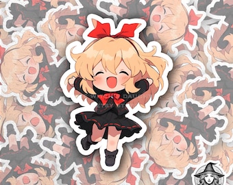 Pegatina de chica anime kawaii / Chibi rubia, uniforme escolar