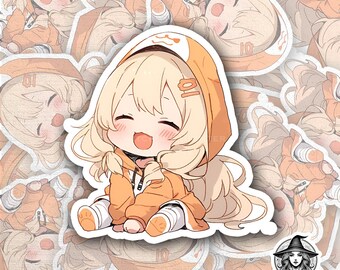 Super Cute Chibi Anime Girl Sticker | Cat Ear Hoodie Blonde Hair | Kawaii Vinyl Decal