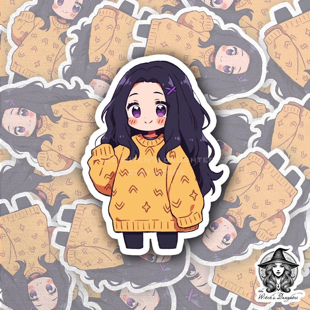 Chibi Girl Sweater Sticker – Kawaii Anime Decal, Cozy Outfit Art - Etsy