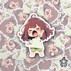 Empowered Chibi Girl Waterproof Sticker | 3&quot; Die-Cut Vinyl | Kawaii Shouting Character Design | Cute Gift for Anime Fans, Water Bottle Decal