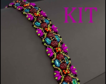 KIT Fanfare Beadwoven bracelet- jeweltones colorway