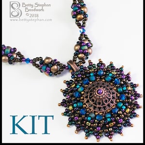 KIT- Ariana Beaded Necklace blue and copper colorway