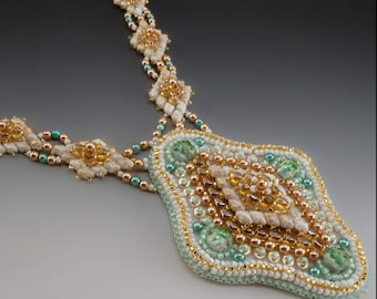 Madeline Beaded Necklace kit white and gold colorway