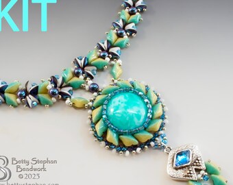 Quartet Necklace KIT beading green colorway