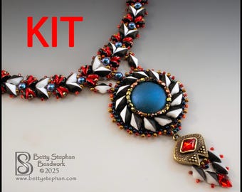 Quartet Necklace KIT beading red and black colorway