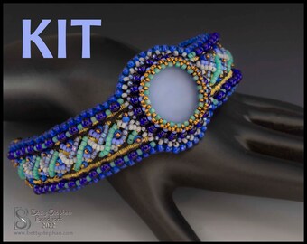 KIT Don't Cross Me Cuff bead embroidery kit- blue colorway