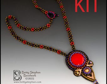 What's Your Point? beaded necklace KIT bead embroidery red colorway