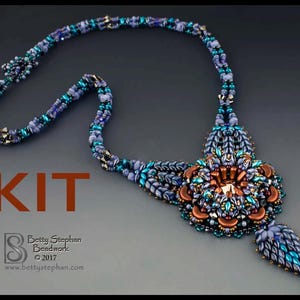 Nightengale Necklace KIT beaded bronze and blue