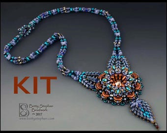 Nightengale Necklace KIT beaded bronze and blue