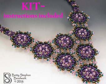 Liaisons Necklace purple kit or refill kit -  beadwoven necklace intermediate