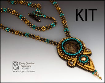 What's Your Point? beaded necklace KIT bead embroidery black colorway