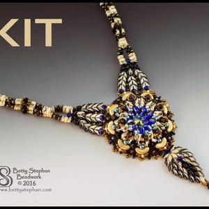 Nightengale Necklace KIT beaded black and white colorway