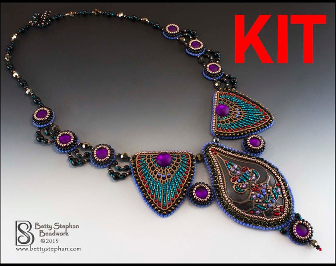 KIT Golden Empress Necklace Purple Bead Embroidery Etsy