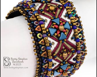 Tricia bead embroidered cuff bracelet KIT and tutorial blue colorway