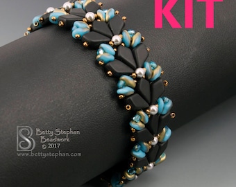 Kite Bracelet version 2 black and blue beading kit