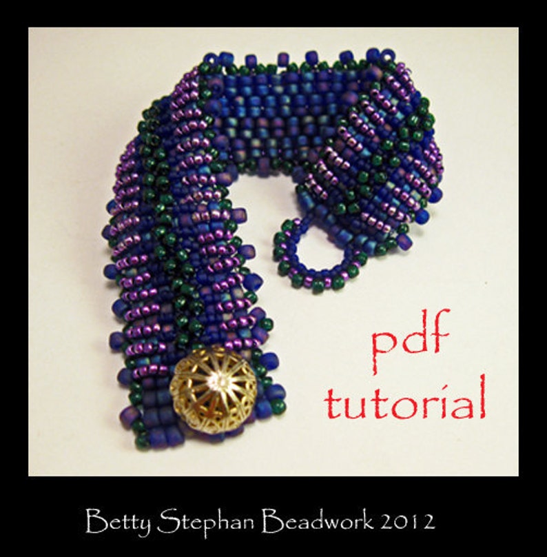 PDF Tutorial Beadwoven Purple Layered Cuff Bracelet digital download image 1