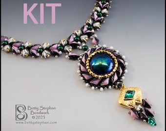 Quartet Necklace KIT beading pink and black colorway