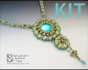 Tidepool bead embroidery necklace kit pale green colorway
