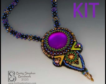 What's Your Point? beaded necklace KIT bead embroidery purple colorway