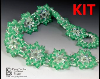Try-a-Tri Bead green and white Beadwoven Bracelet Kit- full kit or refill beads