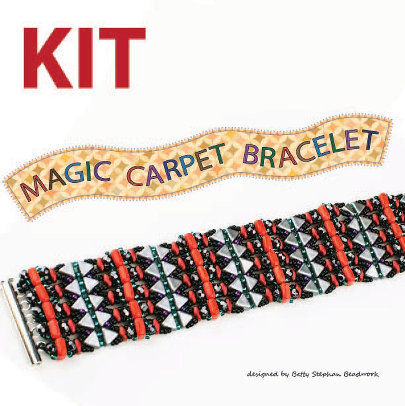 Full kit or refill Magic Carpet Bracelet red bead woven bracelet