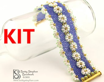 Lazy Daisy Beadwoven Bracelet kit blue and white-full KIT or refill Kit