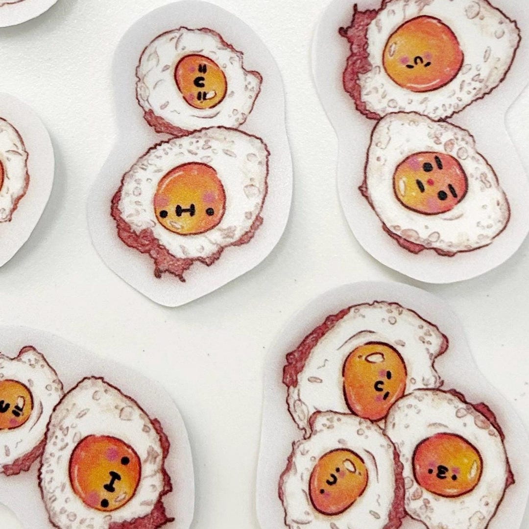 Fried Egg Stickers | 7 Stickers in a Pack - Etsy