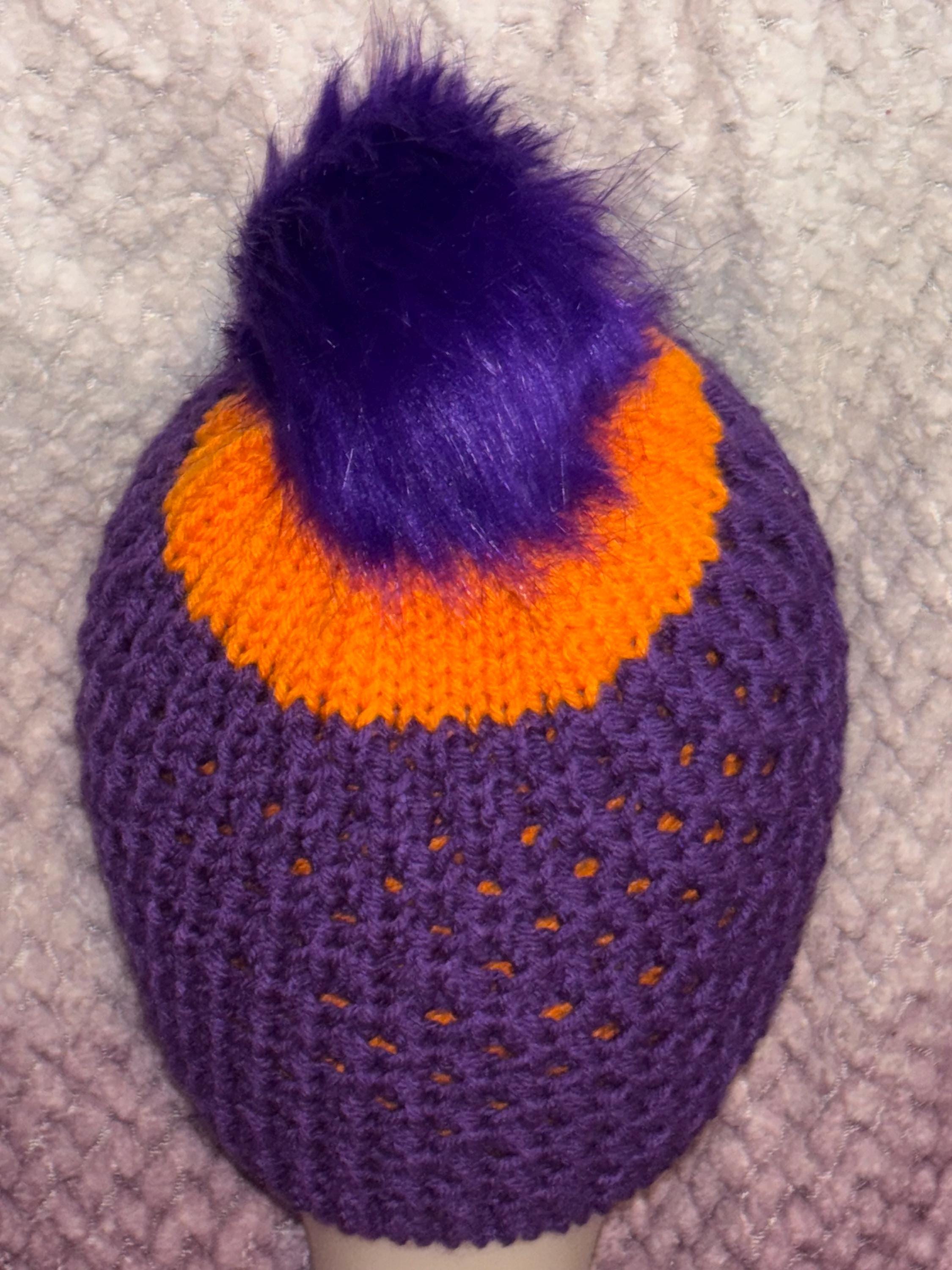 Knit Pom Pom Beanie – Handmade Loom Hat | Colorful Winter Hat | Faux Fur or Yarn Pom | Cozy Cold Weather Accessory - Thumbnail 3