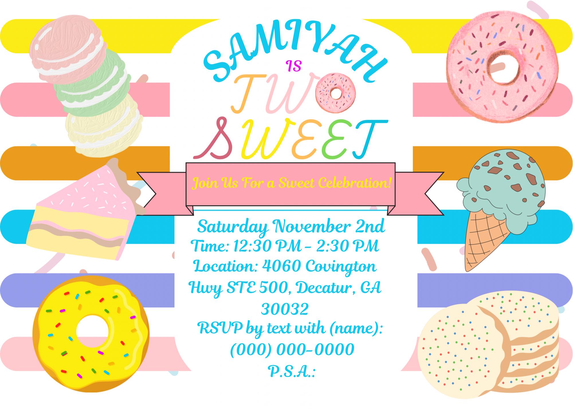 Sweet Party Invitation Printable Download - Thumbnail 2
