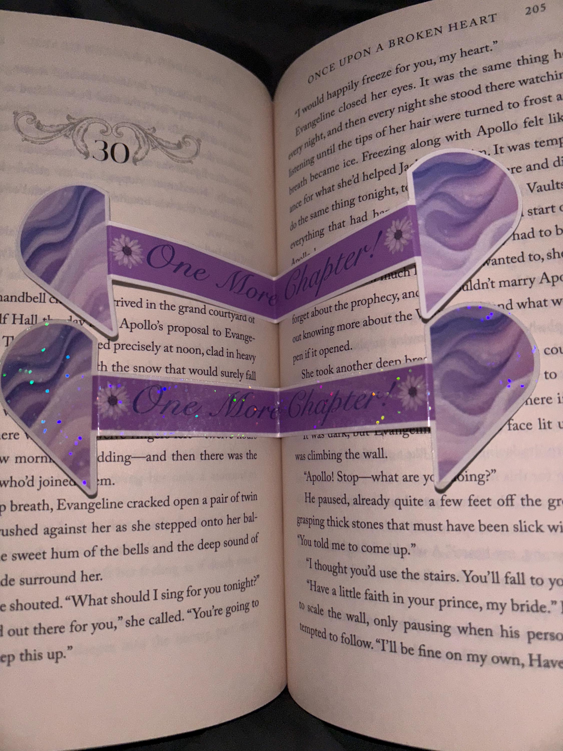 One More Chapter | Pop-Up Marble Heart Bookmarks | Matte or Holographic | Pre-Scored Bookish Quote Page Savers