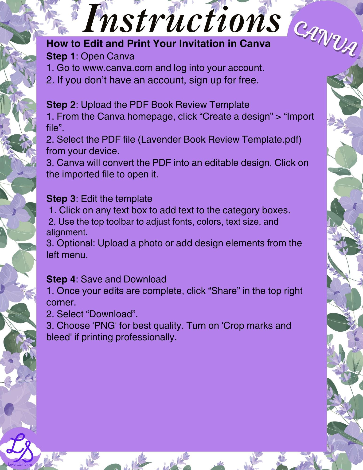Lavender Book Review Journal Digital Download - Thumbnail 5