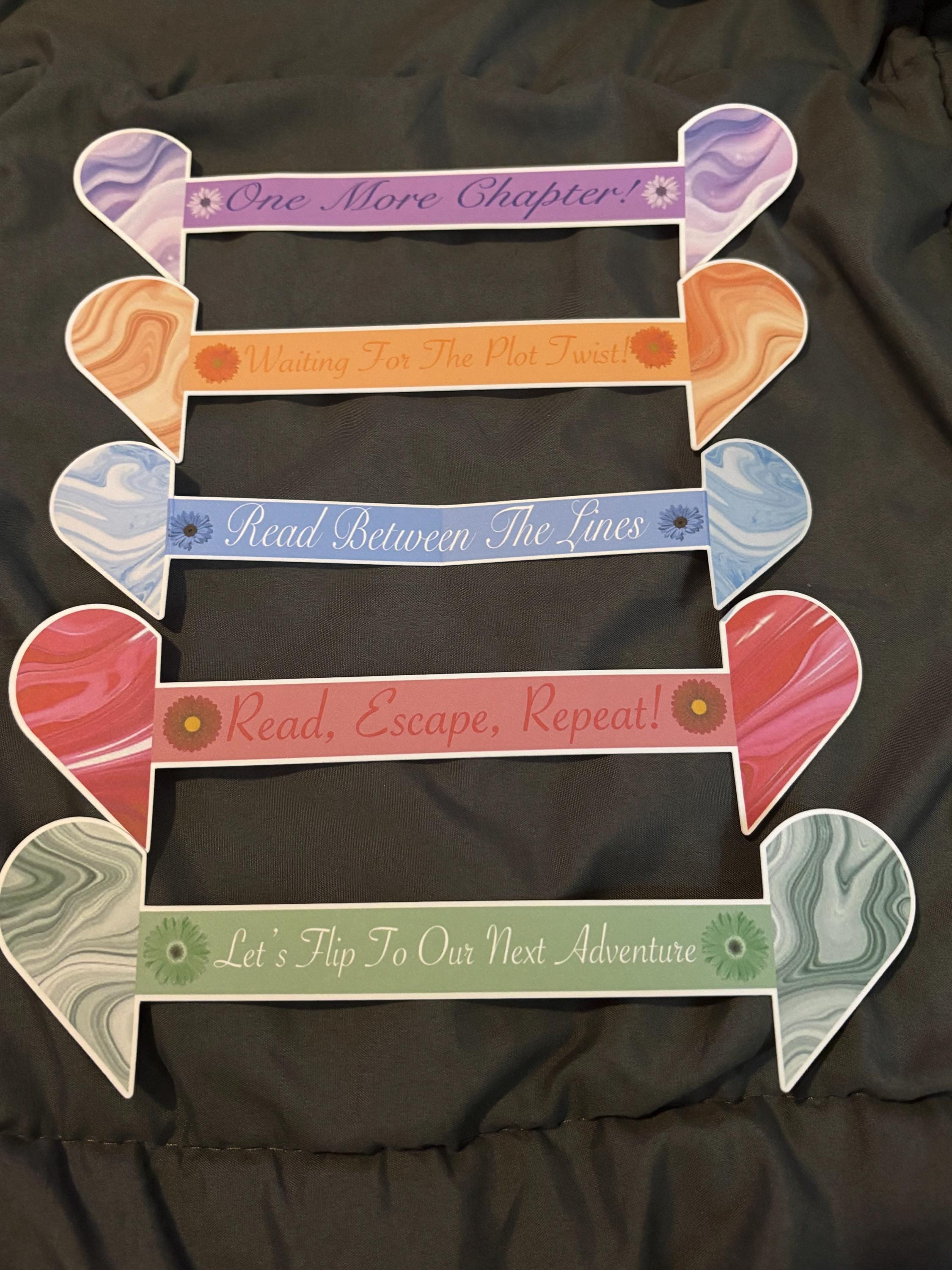 One More Chapter | Pop-Up Marble Heart Bookmarks | Matte or Holographic | Pre-Scored Bookish Quote Page Savers - Thumbnail 4