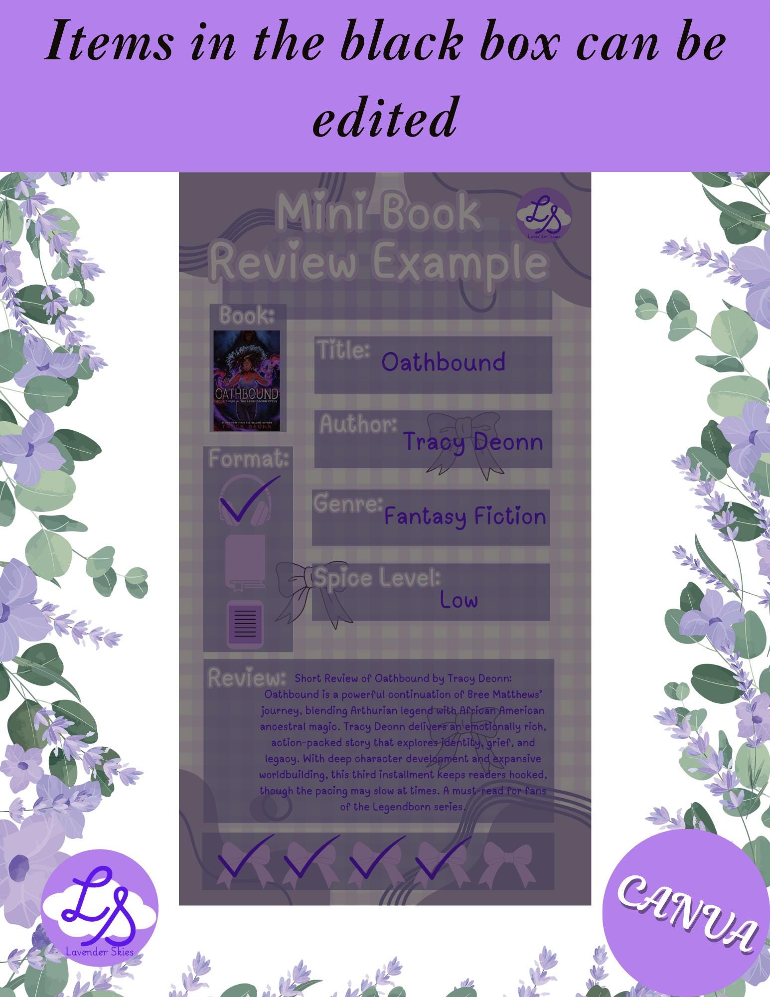 Lavender Book Review Journal Digital Download - Thumbnail 4