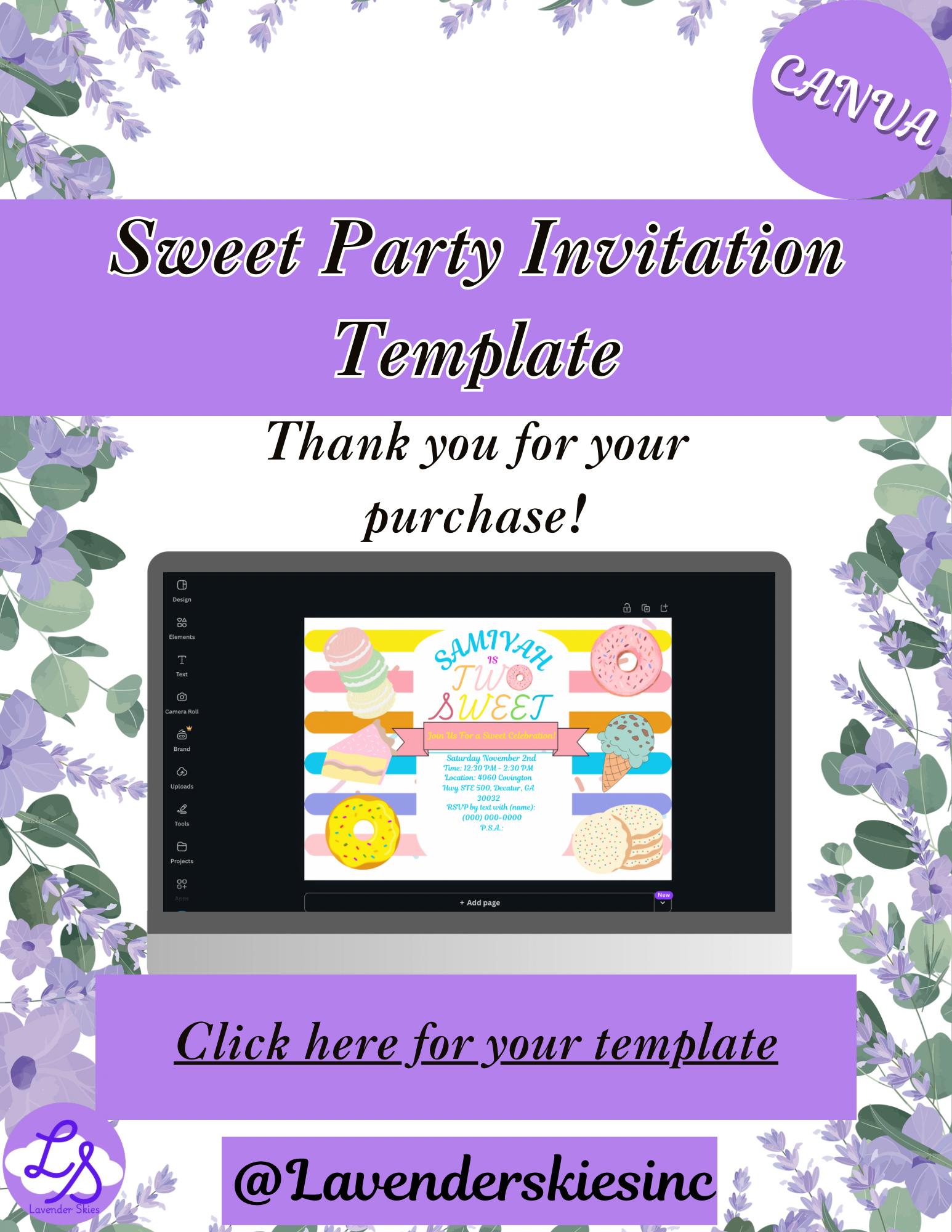 Sweet Party Invitation Printable Download - Thumbnail 3