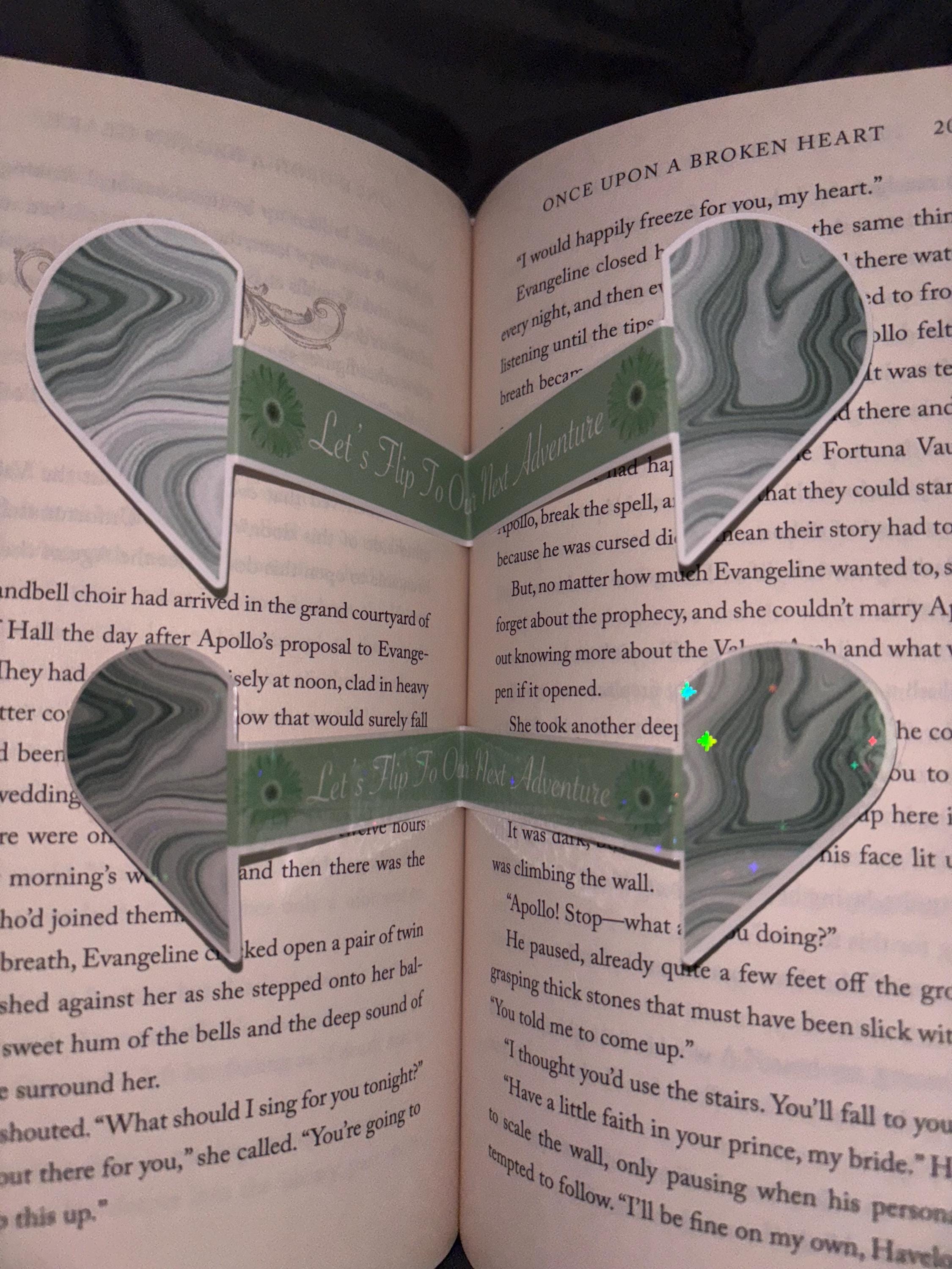 Pop-Up Marble Heart Bookmarks – Set of 5 | Matte or Holographic | Pre-Scored Bookish Quote Page Savers - Thumbnail 5