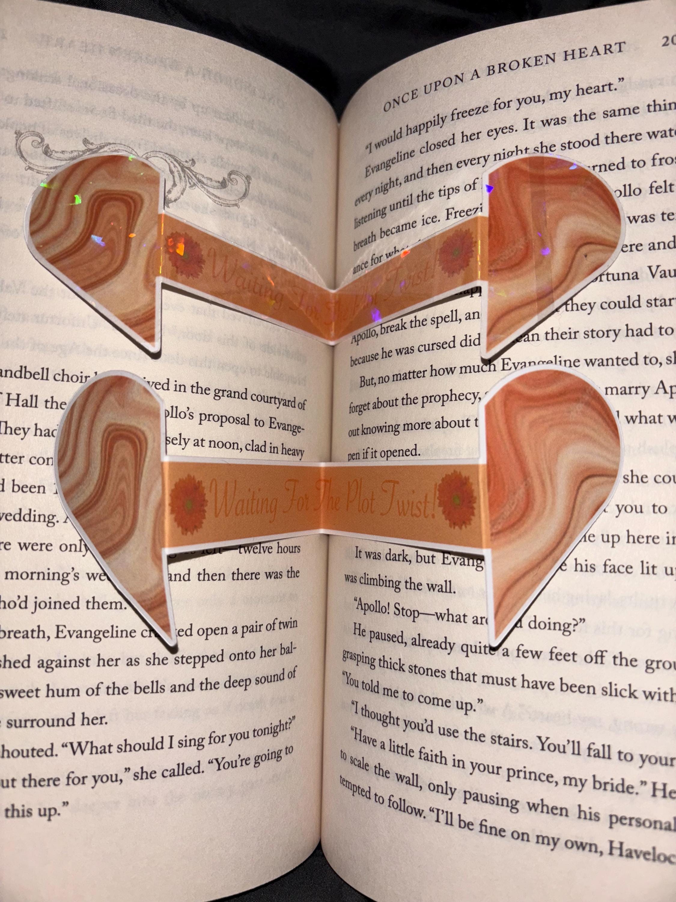 Waiting For The Plot Twist! | Pop-Up Marble Heart Bookmarks | Matte or Holographic | Pre-Scored Bookish Quote Page Savers