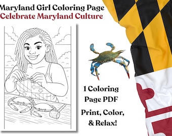 Printable Maryland Girl Coloring Page | Celebrate Maryland Culture