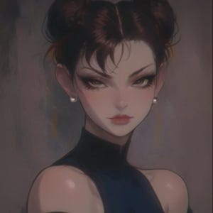 Street Fighter 6 Fanart | Chun-Li Vintage Porträt Kunstdruck Postkarte | Einzigartige Anime Wandkunst für Gaming Decor