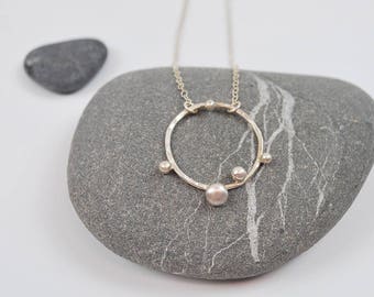 Sprout Hoop Necklace in Recycled Silver