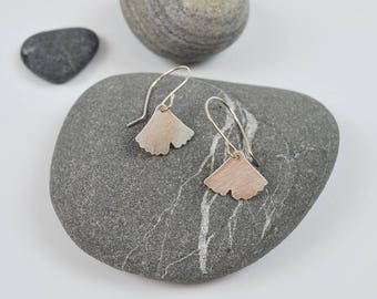 Small Ginkgo Dangle Earring in Recycled Sterling Silver on Silver Hook