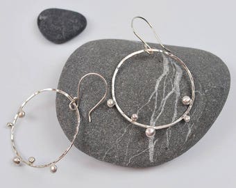 Sprout Hoops in Brushed Silver Earring