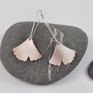 Large Ginkgo Dangle Earring Recycled Sterling Silver Leaf on Silver Hook