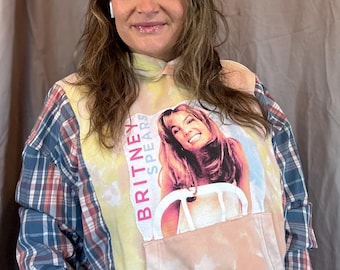 Brittany Spears Upcycled Flannel Hoodie: Oversized Medium