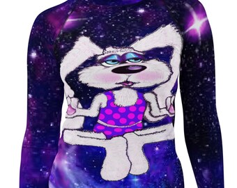 Intergalactic Space Bunny Women's Rash Guard Highkey