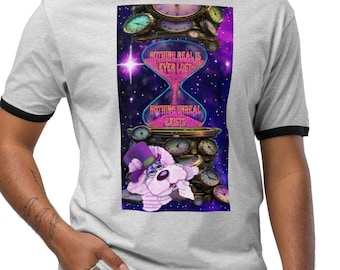 Intergalactic Space Bunny Guru Original Art Unisex ringer t-shirt