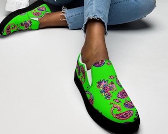 Green Paisley Women’s slip-on canvas shoes