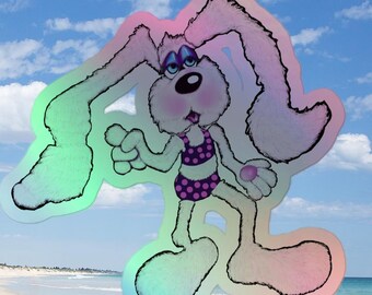 Intergalactic Space Bunny Holographic stickers