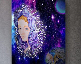 Angel in Space Original art print on Thin canvas