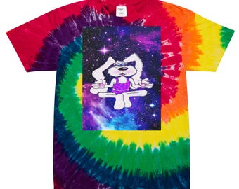 Intergalactic space bunny Guru Oversized tie-dye t-shirt DTFlex Printed